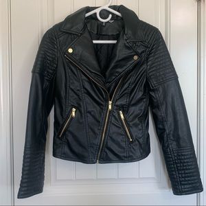 BLACK LEATHER MOTO JACKET